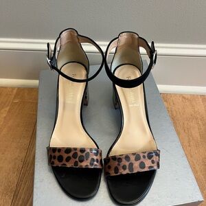 Formentini Vera Pelle Leppard/ tortoise  chunk heel sandal.  Sz 39.